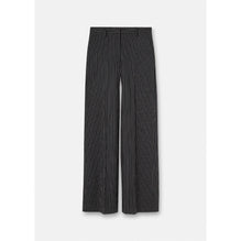 Women Pinstriped Wide-Leg Trousers - Black
