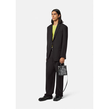 Men Wide Leg Formal Trousers - Black