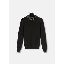 Women Spiked Turtleneck Knit Jumper - Black