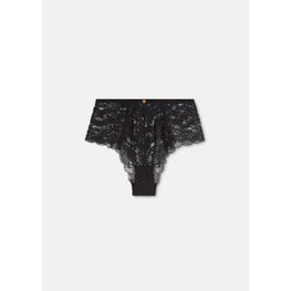 Women Lace High Waist Briefs - Black