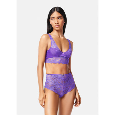 Women Lace High Waist Briefs - Purple