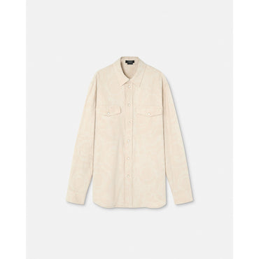 Men Barocco Silhouette Chambray Shirt - Beige