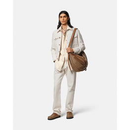 Men Barocco Silhouette Chambray Shirt - Beige