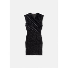 Women Asymmetric Velvet Mini Dress - Black
