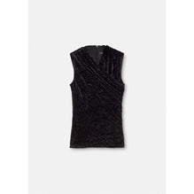 Women Ruched Velvet Top - Black