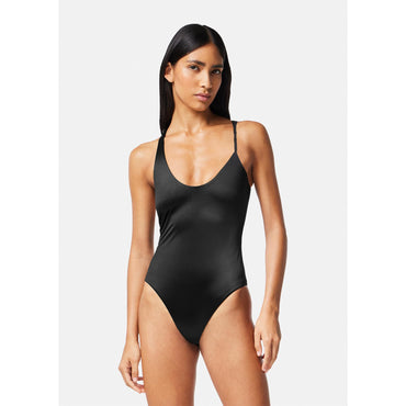 Women Rolled One-Piece Swimsuit - Black