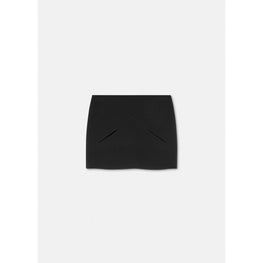Women Slashed Wool Mini Skirt - Black