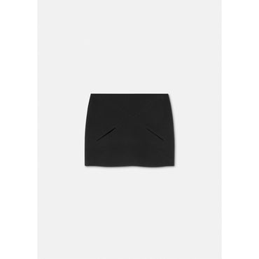 Women Slashed Wool Mini Skirt - Black