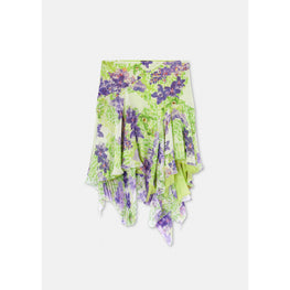 Women Logo Orchid Silk Skirt - Green