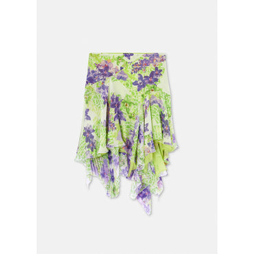 Women Logo Orchid Silk Skirt - Green