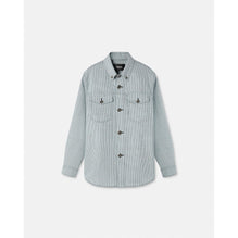 Men Contrasto Tweed Overshirt - Blue