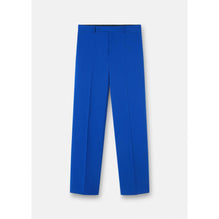 Men Silk and Wool Blend Trousers - Blue