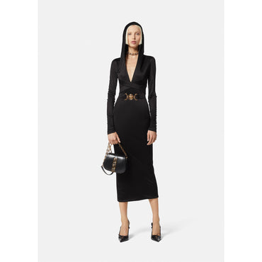 Women Medusa '95 Hoodie Midi Dress - Black