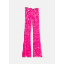 Women Rolled Flared Velvet Trousers - Pink