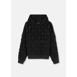 Women Distressed Slashed Oversized Hoodie - Black