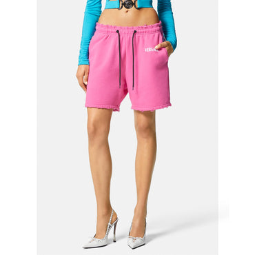 Women Distressed Logo Sweat Shorts - Pink