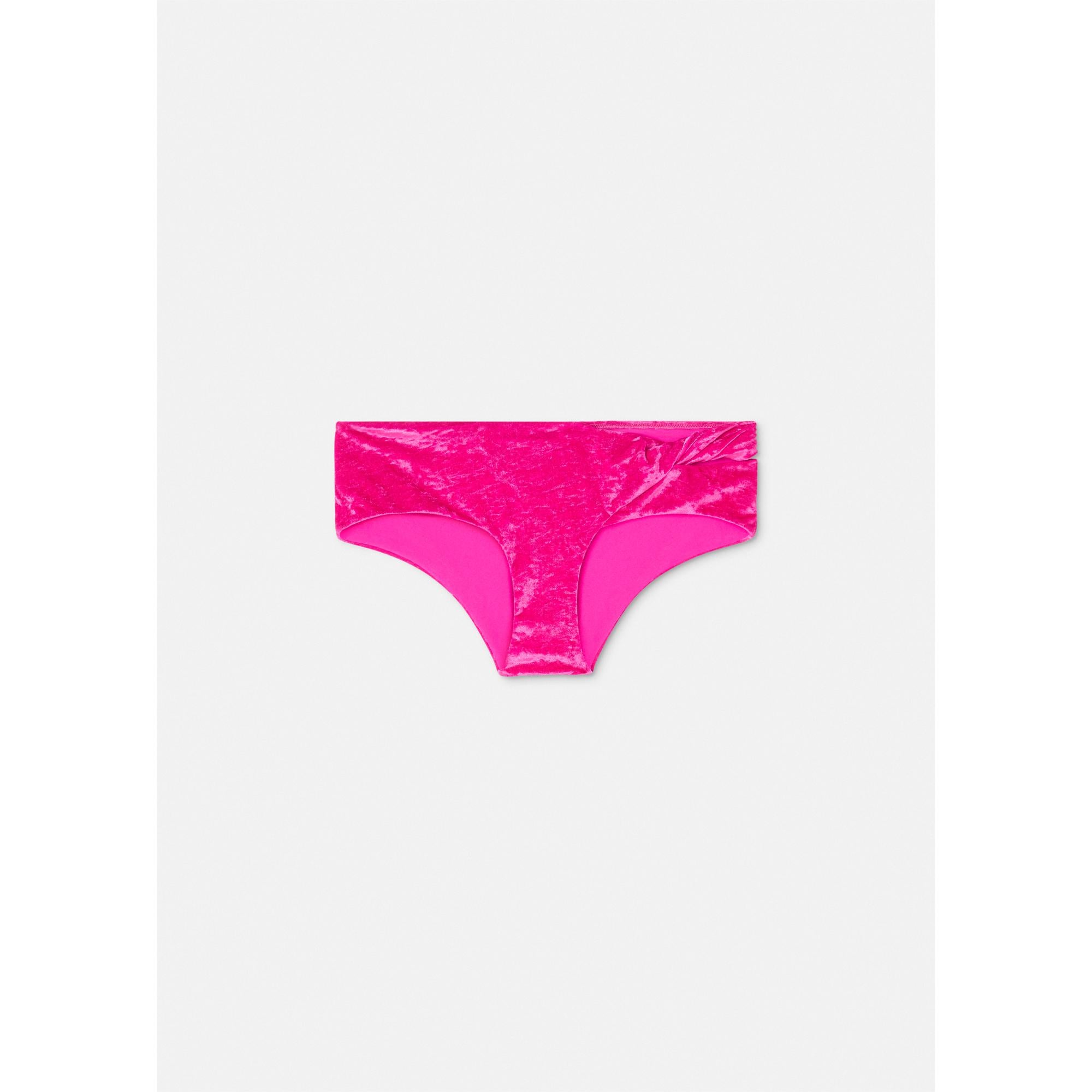 Women Rolled Velvet Bikini Bottoms - Pink