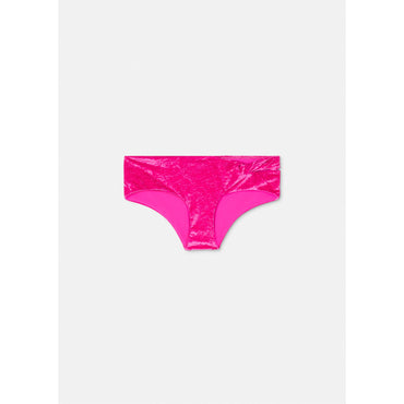 Women Rolled Velvet Bikini Bottoms - Pink
