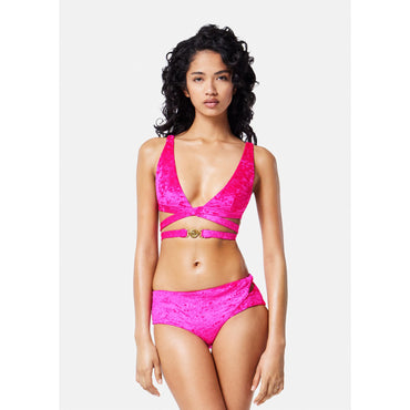Women Rolled Velvet Bikini Bottoms - Pink