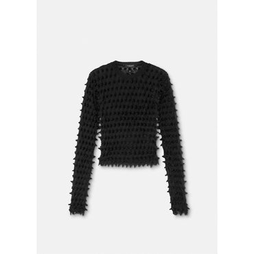 Women Spiked Textured Jumper - Black