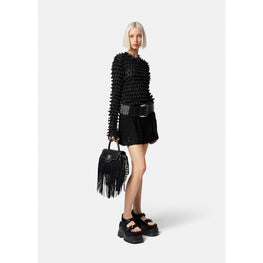 Women Spiked Textured Jumper - Black