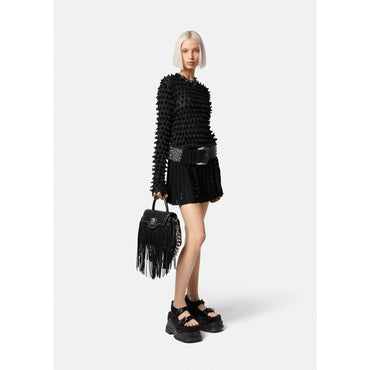 Women Spiked Textured Jumper - Black