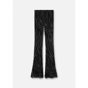 Women Zebra Velvet Trousers - Black