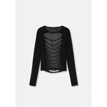 Women Slashed Knit Jumper - Black