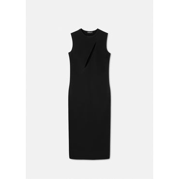 Women Slashed Midi Sleeveless Dress - Black