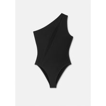 Women Slashed One-Piece Swimsuit - Black