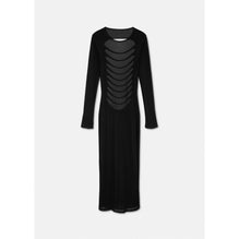 Women Slashed Knit Long Dress - Black