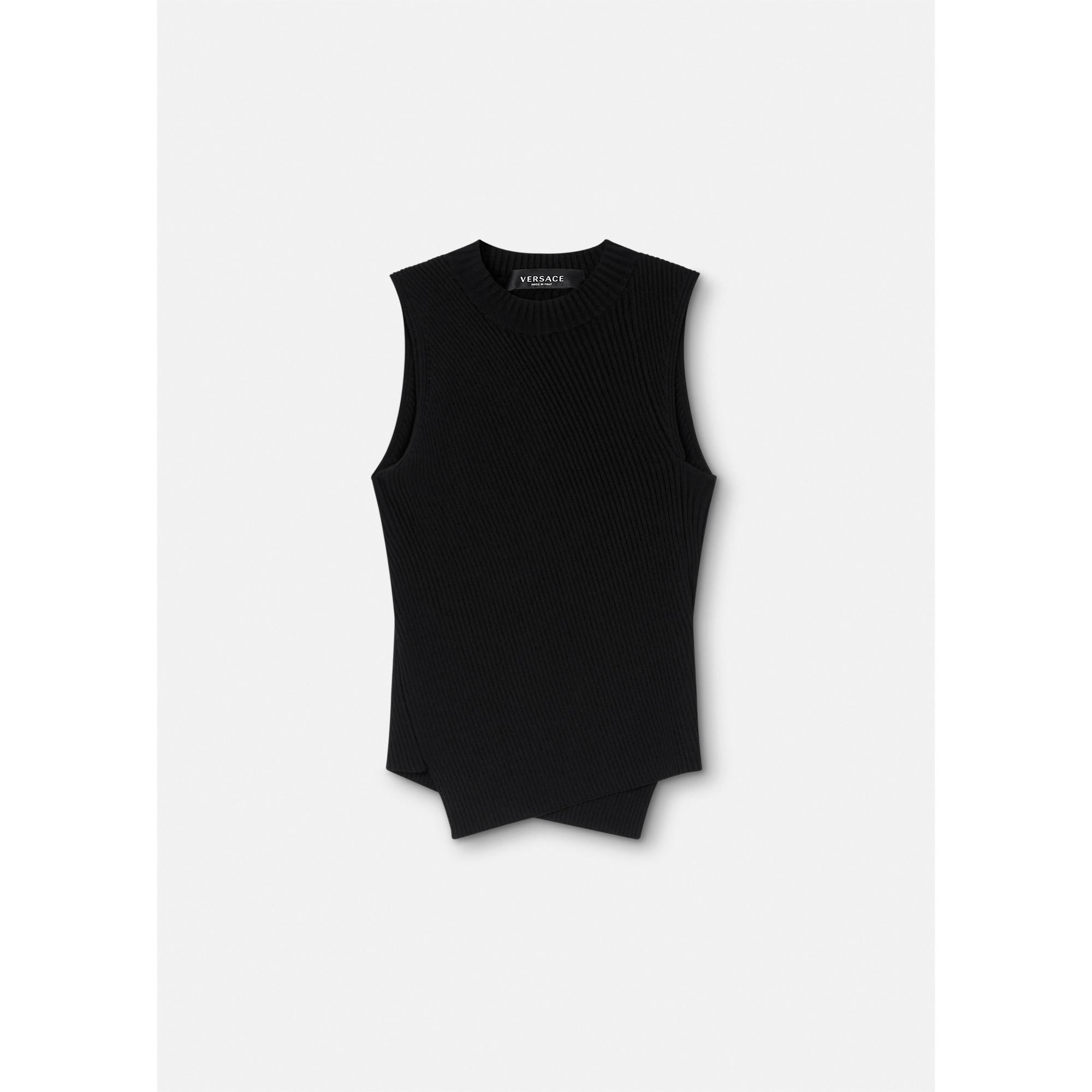 Women Knit Ribbed Top - Black