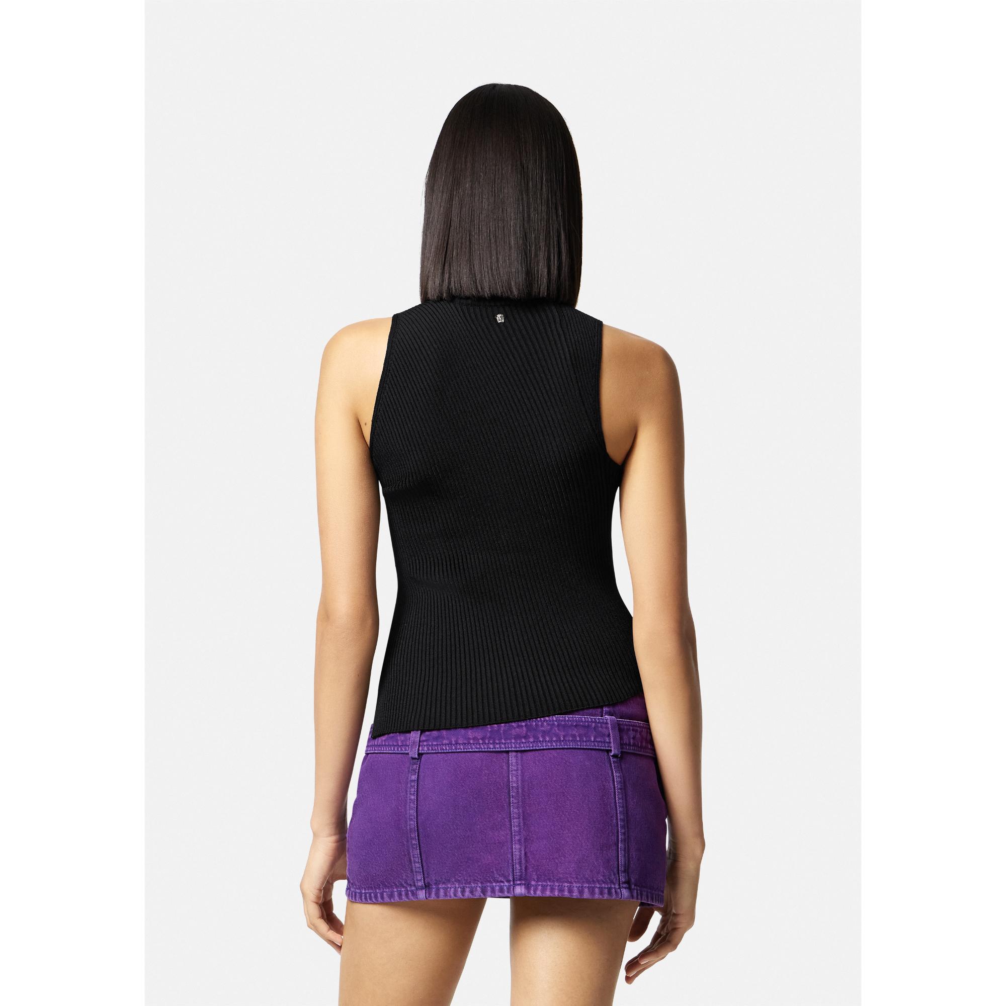 Women Knit Ribbed Top - Black