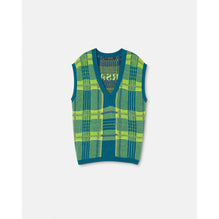 Men Checked Cable-Knit Vest - Green