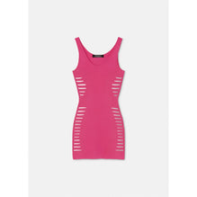 Women Slashed Knit Mini Dress - Pink