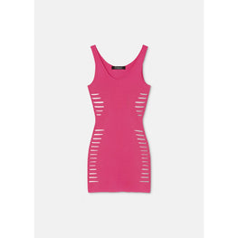 Women Slashed Knit Mini Dress - Pink