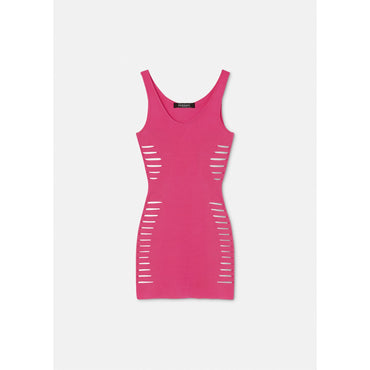 Women Slashed Knit Mini Dress - Pink
