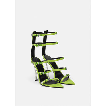 Women Pin-Point Satin Sandals 110 mm - Yellow