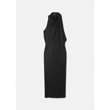Women Slashed Halterneck Midi Dress - Black