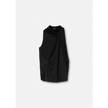 Women Slashed Halterneck Top - Black