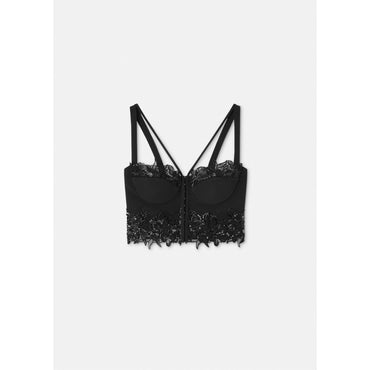 Women Lace Bralette Top - Black
