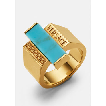 Men Greca Turquoise Gemstone Ring - Blue