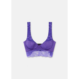 Women Lace Bustier Bralette - Purple