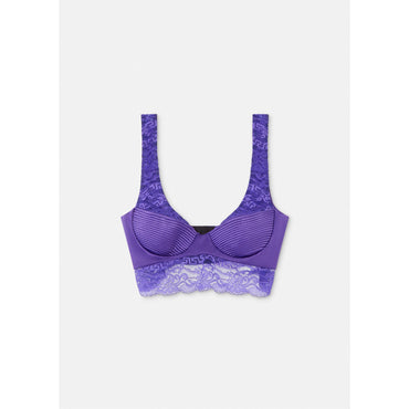 Women Lace Bustier Bralette - Purple