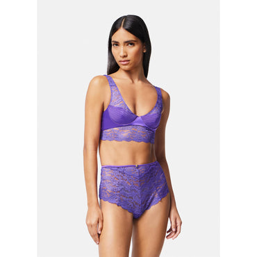 Women Lace Bustier Bralette - Purple