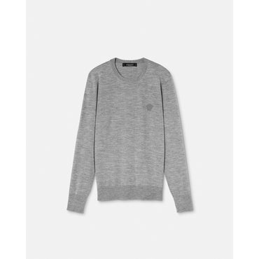 Men Embroidered Wool-Blend Knit Jumper - Grey