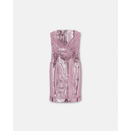 Women Metallic Leather Mini Dress - Pink