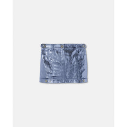 Women Metallic Leather Mini Skirt - Purple
