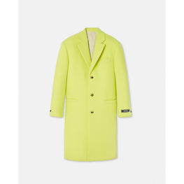 Men Single-Breasted Long Coat - Yellow