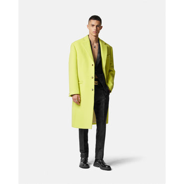 Men Single-Breasted Long Coat - Yellow